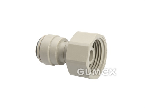 Přímá spojka JOHN GUEST, pro trubku 3/8", vnitřní závit BSP 5/8", o-kroužek NBR, acetal kopolymer, šedá